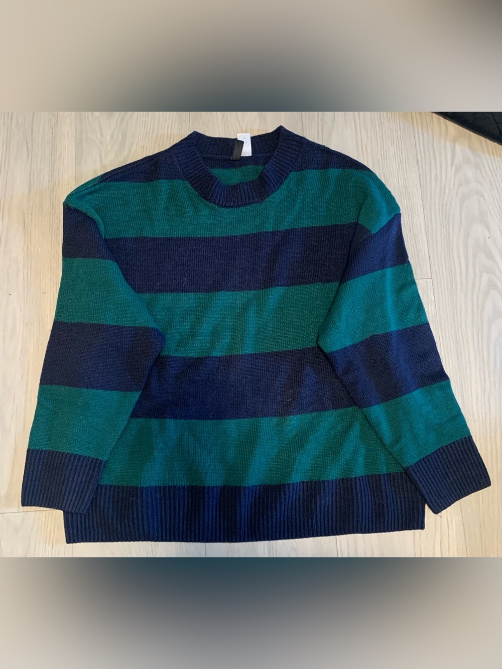 M Striped Crewneck Sweater - Green & Navy